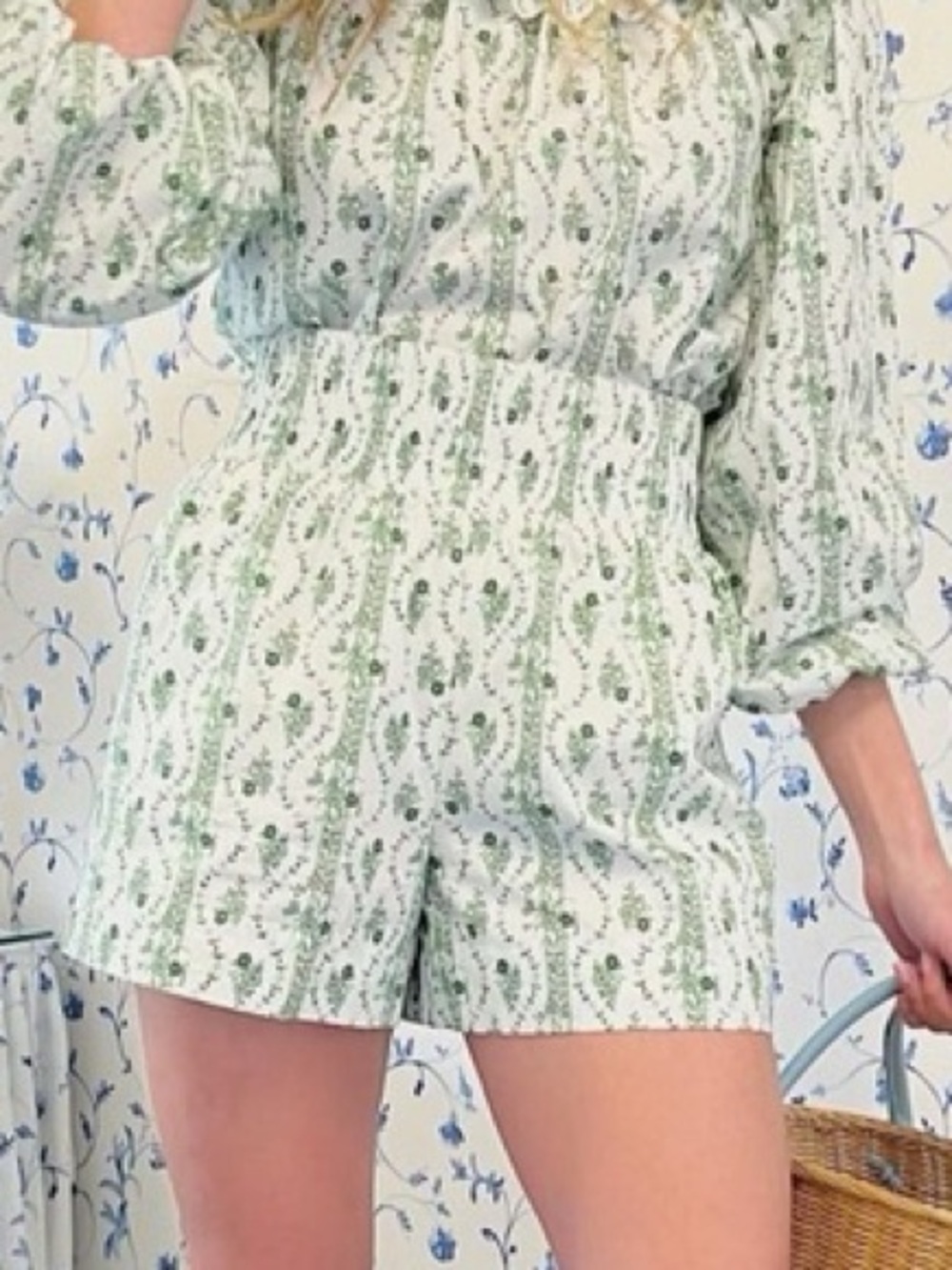 Hill House Green Floral Print Women's Shorts